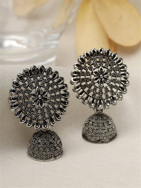 Oxidised Silver Jhumkas