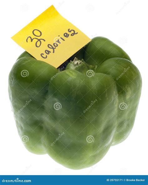 Green Bell Pepper with 30 Calories Stock Image - Image of paper ...