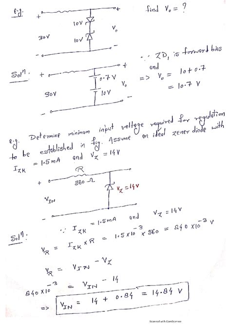 Practice question on Zener Diode of Unit 1 - e. of find V. ? 10V V 30V ...