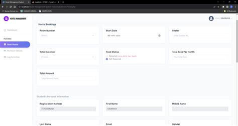 Hostel Management Dashboard Using Bootstrap 的图像结果