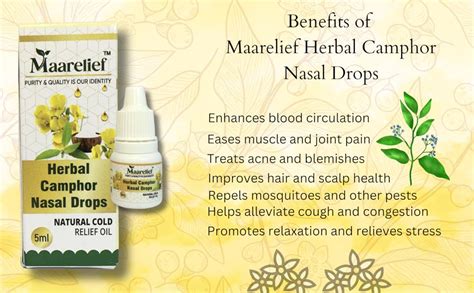 Buy Maarelief herbal Camphor Nasal drop for Natural cold & Cough relief ...