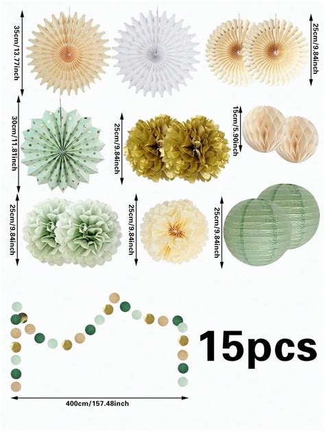 15 unidades Abanicos de papel, linternas y guirnaldas de flores de ...