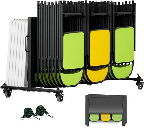 Amazon.com: Folding Chair Rack Folding Chair Cart Storage Dolly with ...