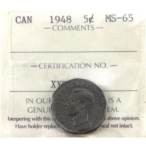 5-cent 1948 ICCS MS65