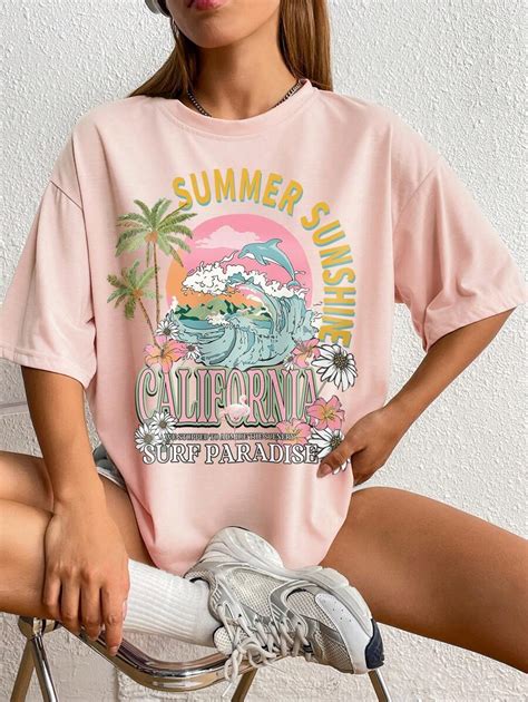 INAWLY Letter Graphic Drop Shoulder Tee | SHEIN USA