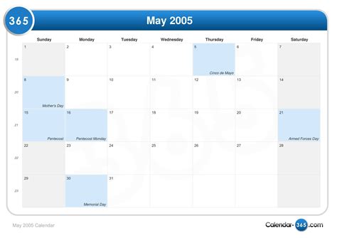 May 2005 Calendar