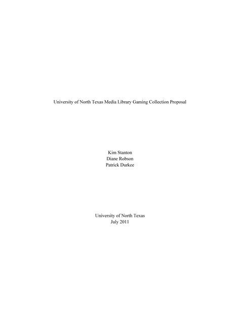 University of North Texas Media Library Gaming Collection Proposal ...