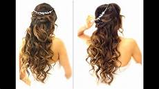 Easy Hairstyles For Weddings by Easy Wedding Half Updo Hairstyle With Curls Bridal Easy Hairstyles For Weddings