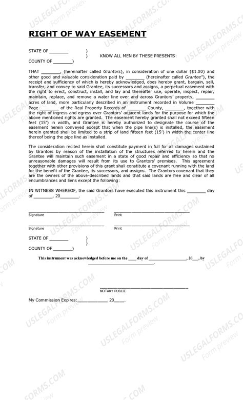Right of Way Easement | US Legal Forms