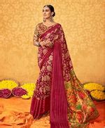 pure silk Classy Red Colour Saree, Shining Party Wear – Ibis Fab