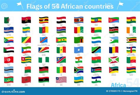 Fluttering World Flag Icons, Set of 54 African Countries Stock Vector - Illustration of ...