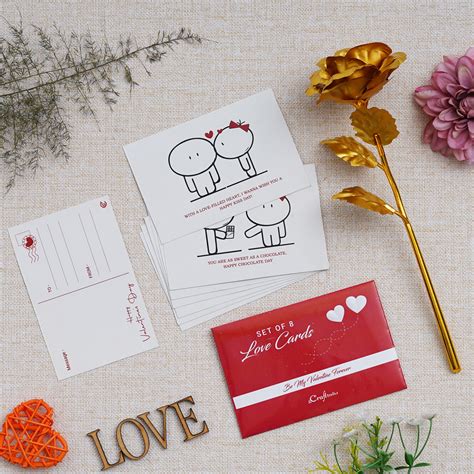 Valentine Combo of Set of 8 Love Post Cards Gift Cards Set, Golden Ros ...