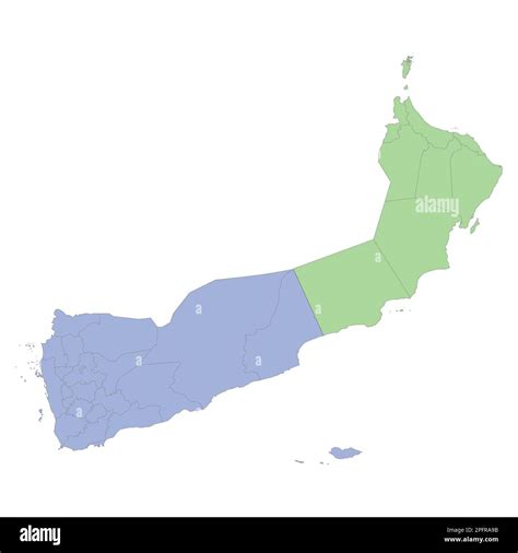 High quality political map of Yemen and Oman with borders of the regions or provinces. Vector ...