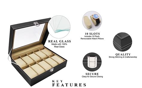 BIRDLINE 6 Slot Watch Box, Watch Holder with Glass Lid, Watch Organizer ...