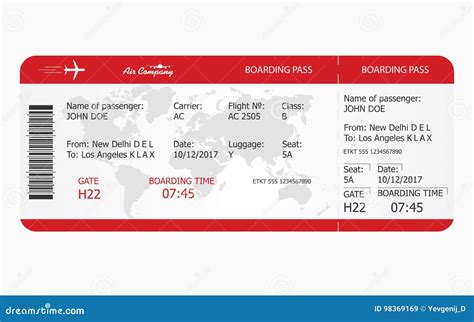 Airplane Ticket. Boarding Pass Ticket Template Stock Vector ...
