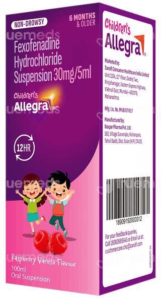 Allegra Raspberry Vanilla Flavour Suspension – Relief from Allergic ...