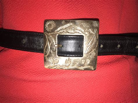 Vintage Leather Belt With Metal Buckle. Justin USA Made Cowgirl Leather ...