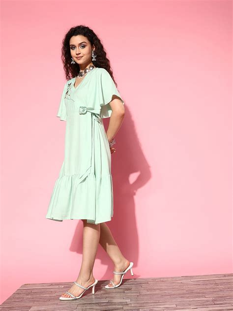 Embroidered Tiered Wrap Dress – Yufta Store