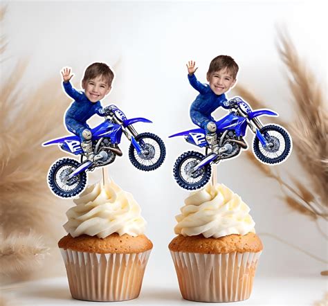 Dirt Bike Face Cupcake Toppers Custom, Motocross Birthday Decor, MX Party, Off-road Theme ...