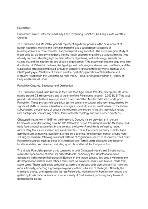 HIST 2: Analysis of Paleolithic Cultures in the Indian Subcontinent ...