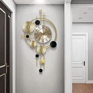 Buy Ak Brass Modern Golden and Black Designer Wall Clock-66W x 66H Cm ...