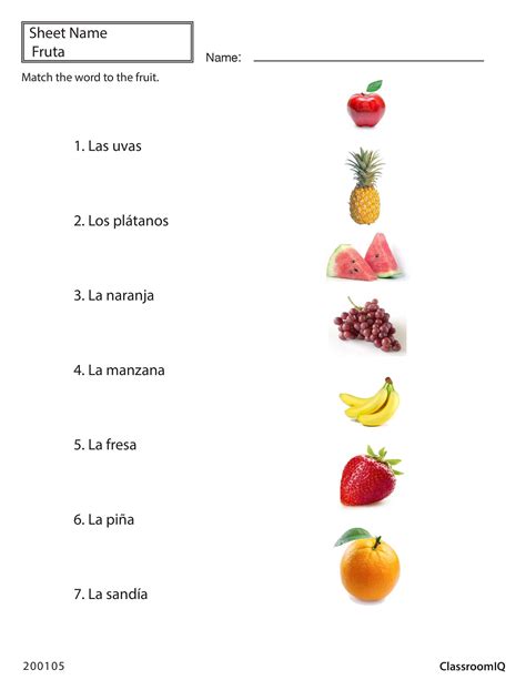Fruits In Spanish