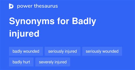 BADLY INJURED Synonyms: 115 Similar Words & Phrases