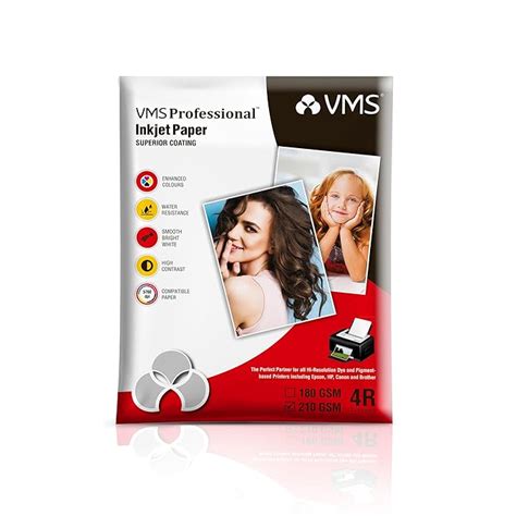 VMS Professional 210 GSM 4R (4x6) Glossy Photo Paper – Water Resistant ...