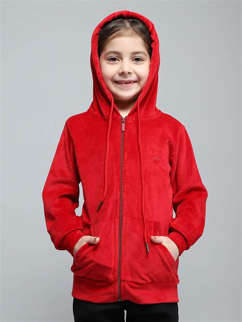 Buy Girls Red Solid Hooded Full Sleeve Sweatshirt Online in India ...