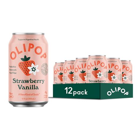 Amazon.com : OLIPOP Prebiotic Soda Pop, Strawberry Vanilla, Pantry Pack ...
