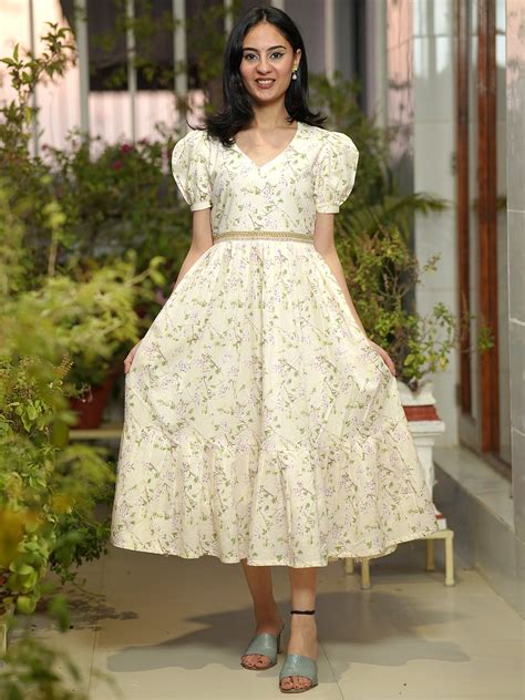 Lush Leaf COTTON Tiered Dress – BaSaKa