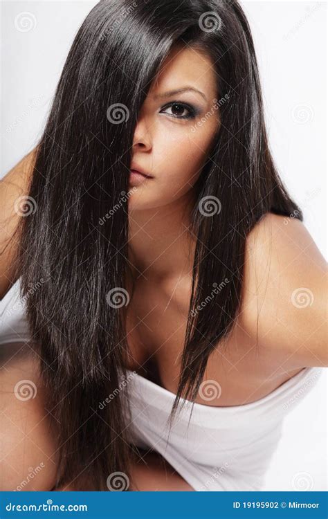 Beautiful Woman with Long Dark Hair. Stock Photo - Image of glamour ...