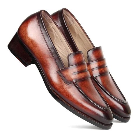 Tan Marble Patina Penny Loafer With Dainite Sole – FELLMONGER