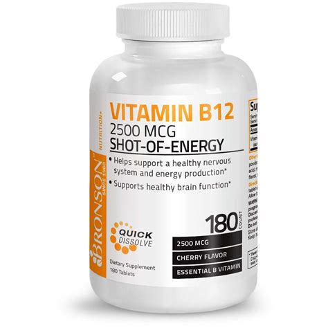 Vitamin B12 2500mcg Shot Of Energy Fast Dissolve Chewable Tablets ...