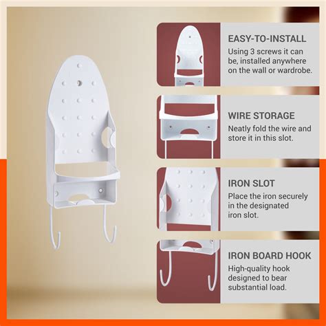 Bathla Heat Resistant Wall Mounted Iron Board Holder with Steel Hooks ...