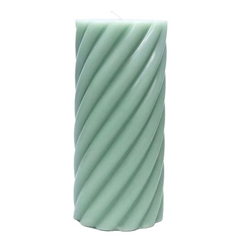 Willow Crossley Green Unscented Twisted Pillar Candle, 3x6