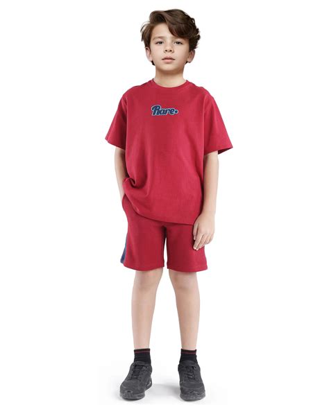 Rare Ones Kids Rider Dark Red Cotton Poly Cut And Sew Shorts