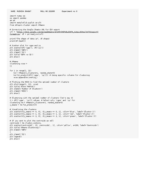 DWM 08 - k means clustering code for google collab - NAME: RUCHIKA ...