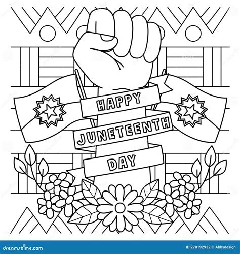 Happy Juneteenth Day Coloring Page For Kids Vector Illustration ...