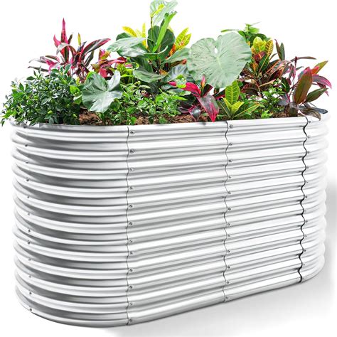 Amazon.com: Land Guard 8x4x3ft Oval Galvanized Raised Garden Beds ...