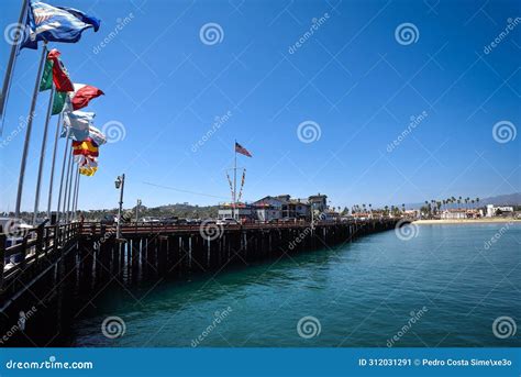 Country Flags on Stearns Wharf by the Coast of Santa Barbara ...