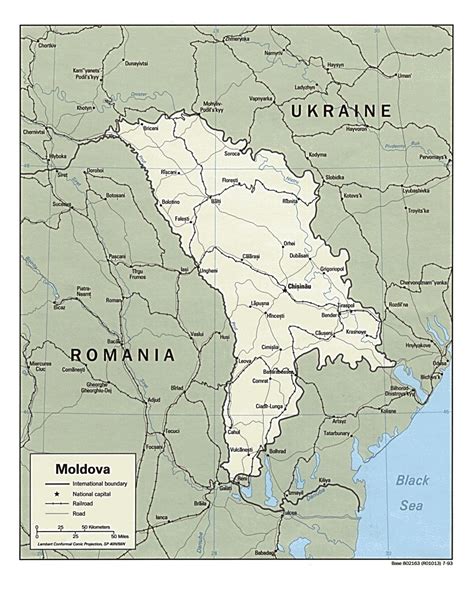 Detailed Political Map Of Moldova With Roads Railroads And Major Detailed Political Map Of ...