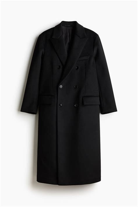 Double-Breasted Wool-Blend Coat - Black - Men | H&M US
