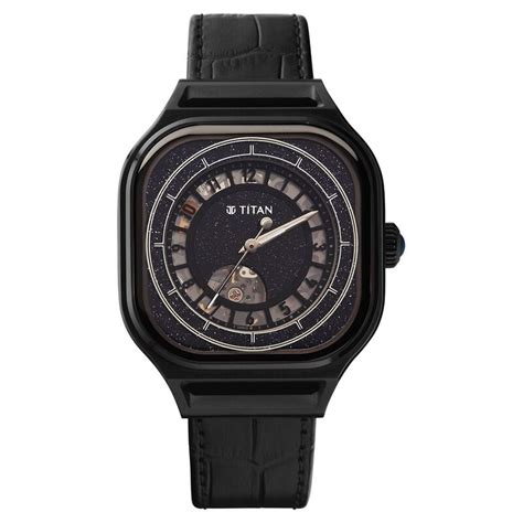 10008NL01 Titan Stellar Automatic Aventurine Dial Leather Strap Watch