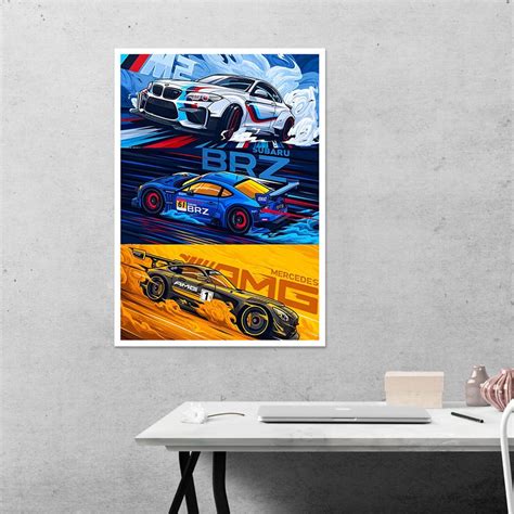 BMW, Subaru & Mercedes Poster - Triple Delight