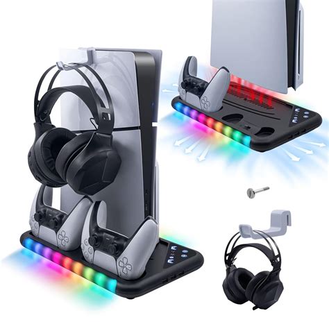 Mcbazel Cooling Stand with Controller Charging Station for PS5/PS5 Slim ...