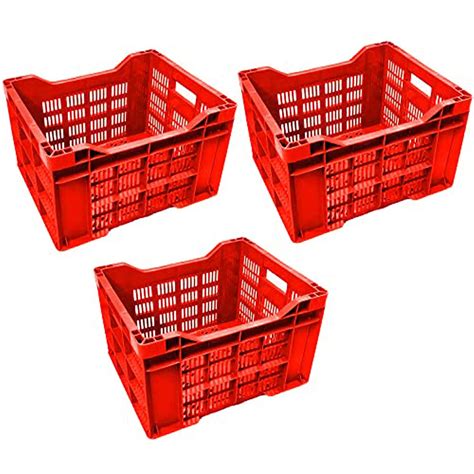 Heavy Duty Red Portable Plastic Crate | Organizer Stackable Shelf ...
