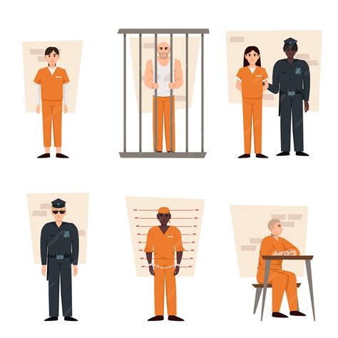 Various scenes from a prison on a white background vector illustration ...