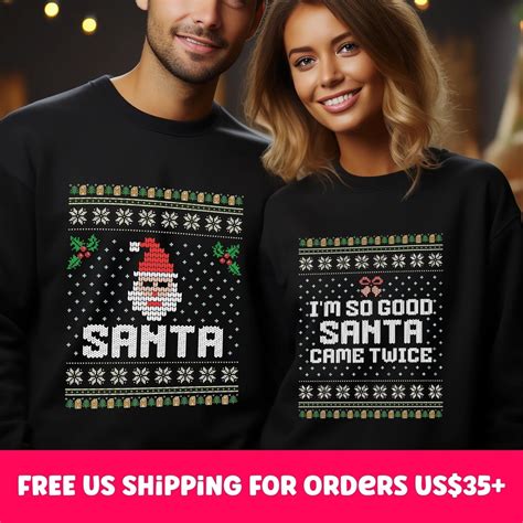 Funny Couples Ugly Christmas Sweater, Couples Matching Ugly Christmas ...