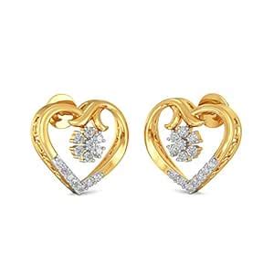 Joyalukkas 18k (750) Yellow Gold and Diamond Stud Earrings for Girls ...